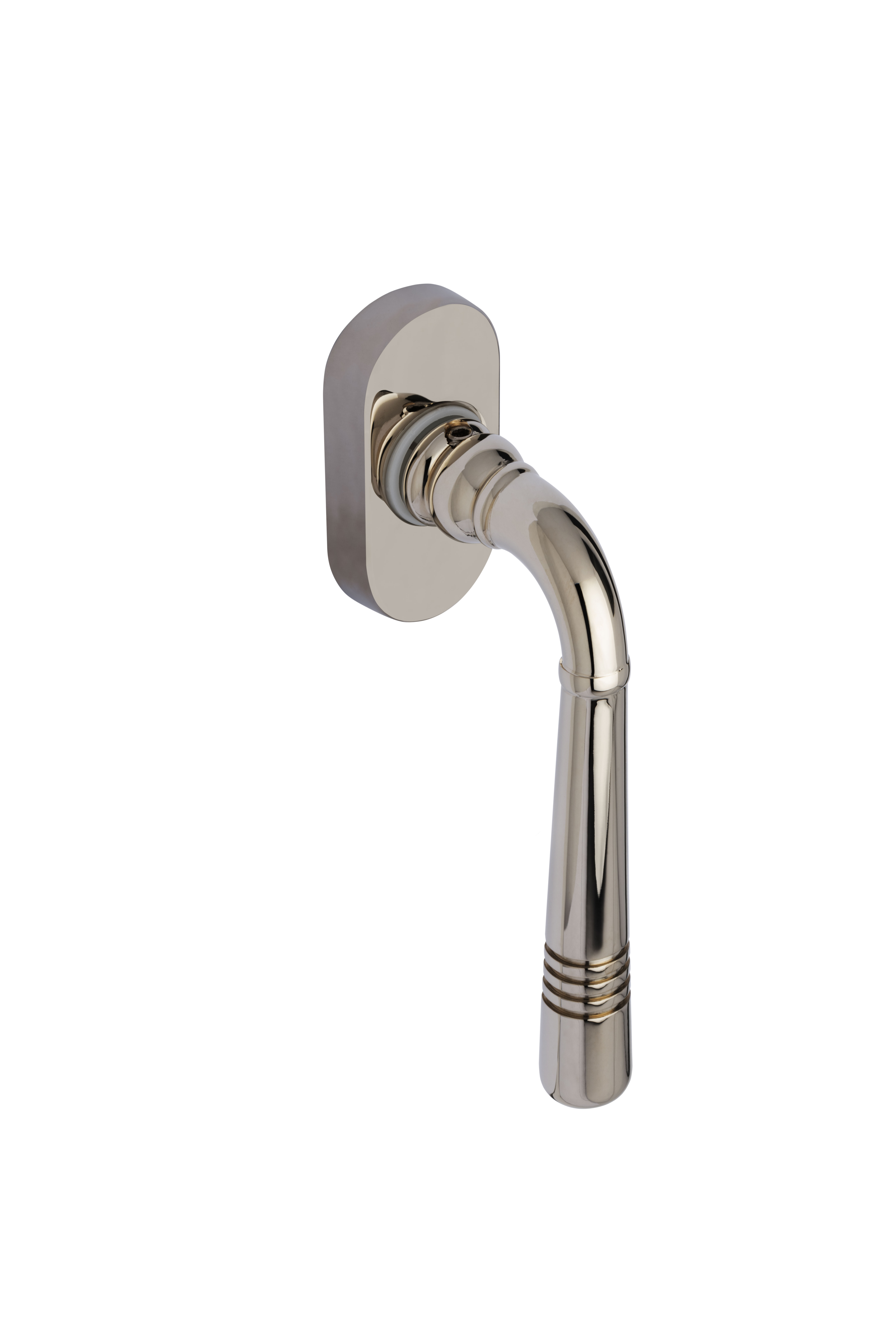 Fenstergriff Jugendstil Art Déco Messing Nickel glänzend