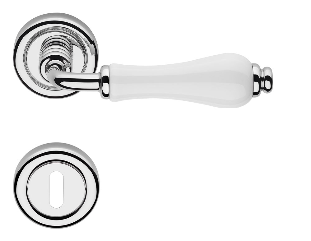 R21C Türgriff Porzellan Messing verchromt