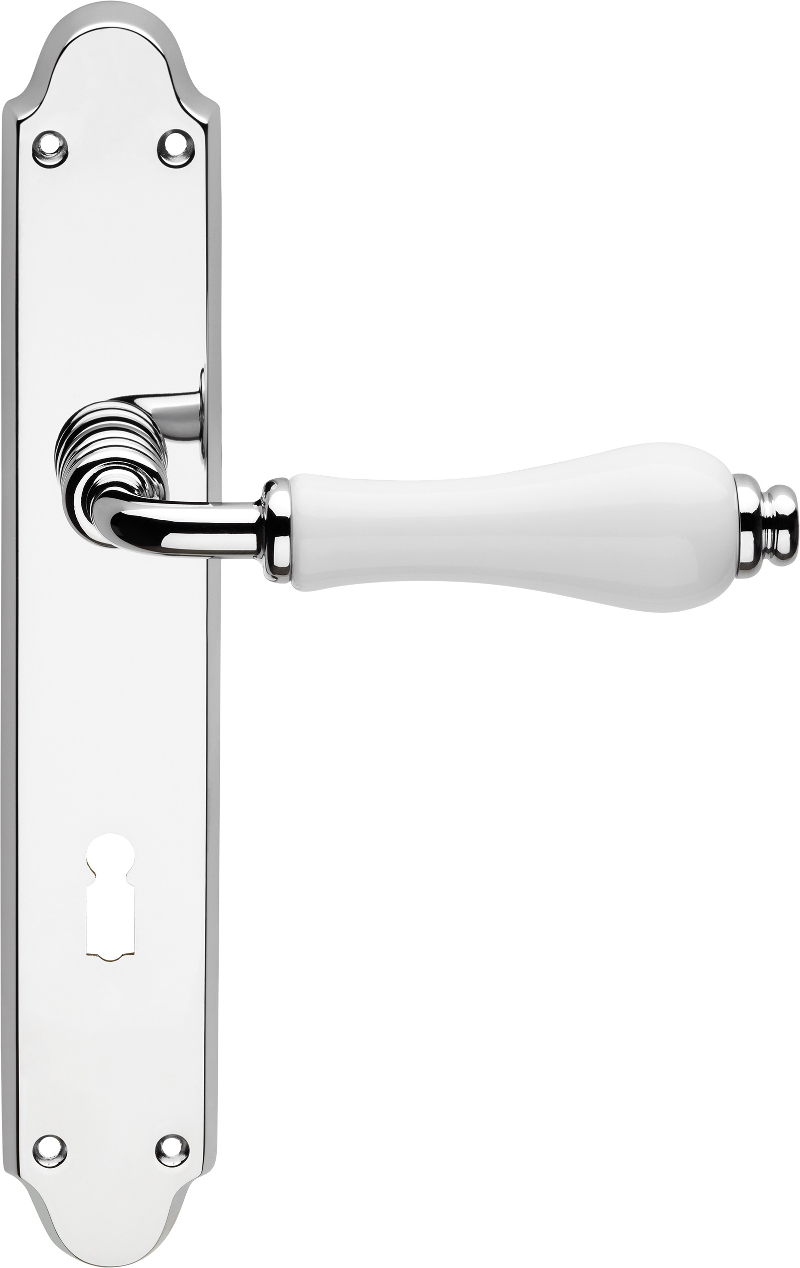 Türklinke Messing verchromt Porzellan Langschild