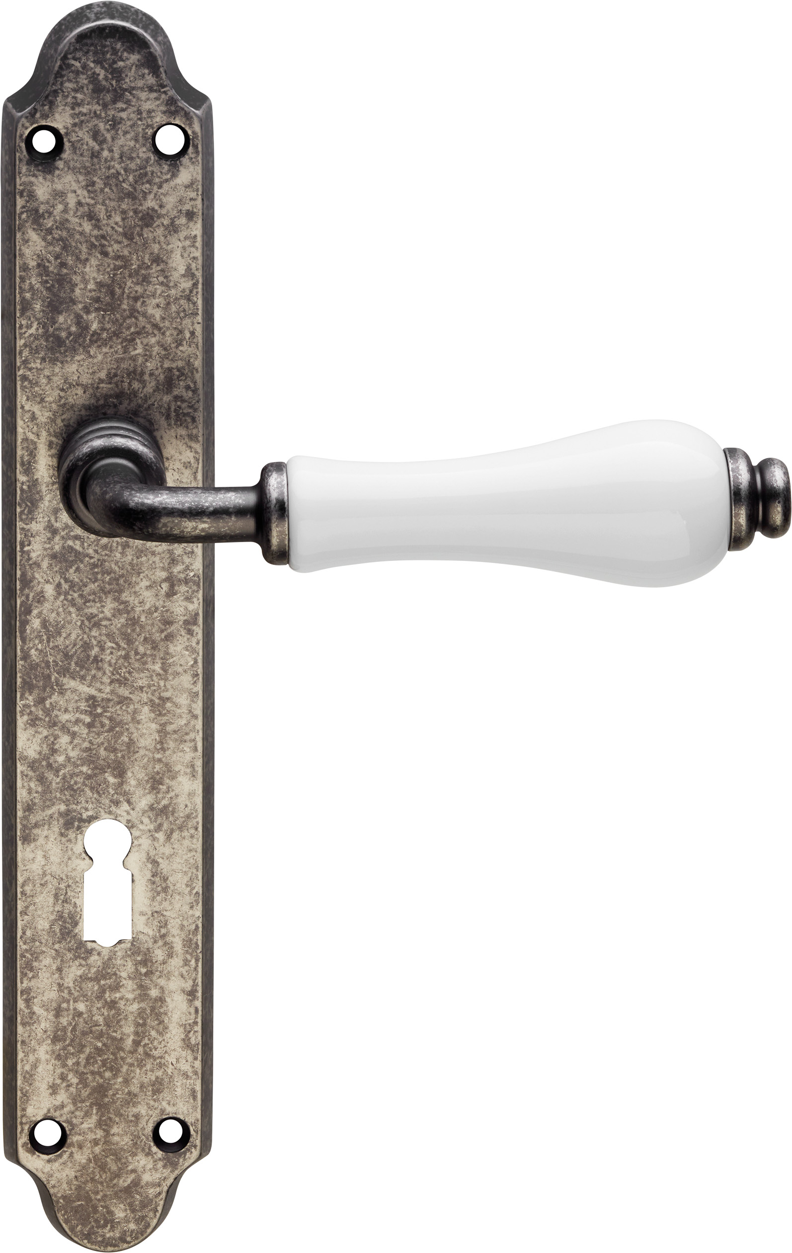 Türklinke Messing Eisen antik Porzellan Langschild