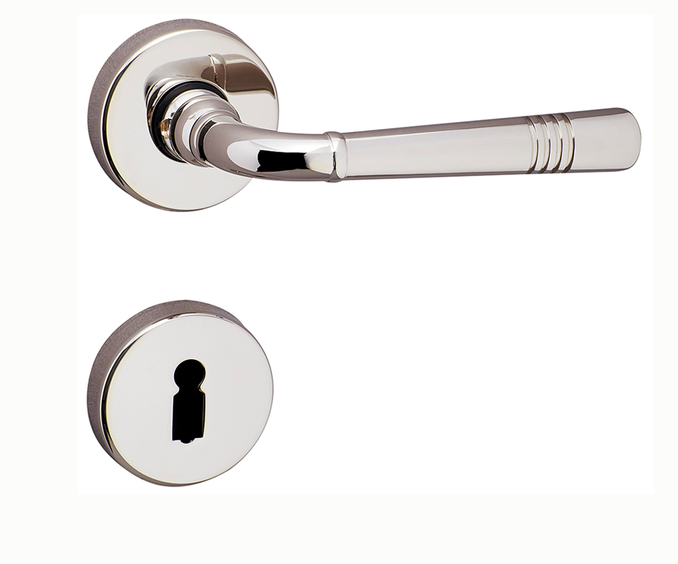 Art Déco Türgriff Messing nickel glänzend BB Buntbart Rosette